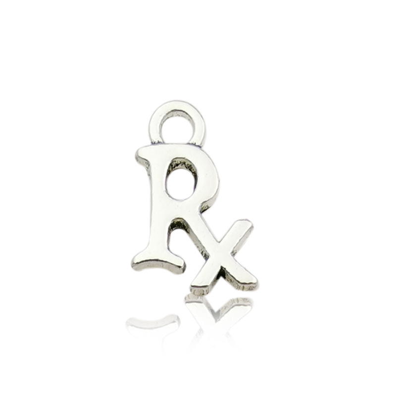1 ancient silver medical Rx letter 9 × 14mm-10434/2g