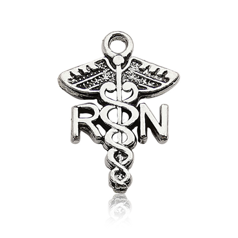 1 ancient silver letter RN double snake crutch 15 × 20mm-12149/1.4g