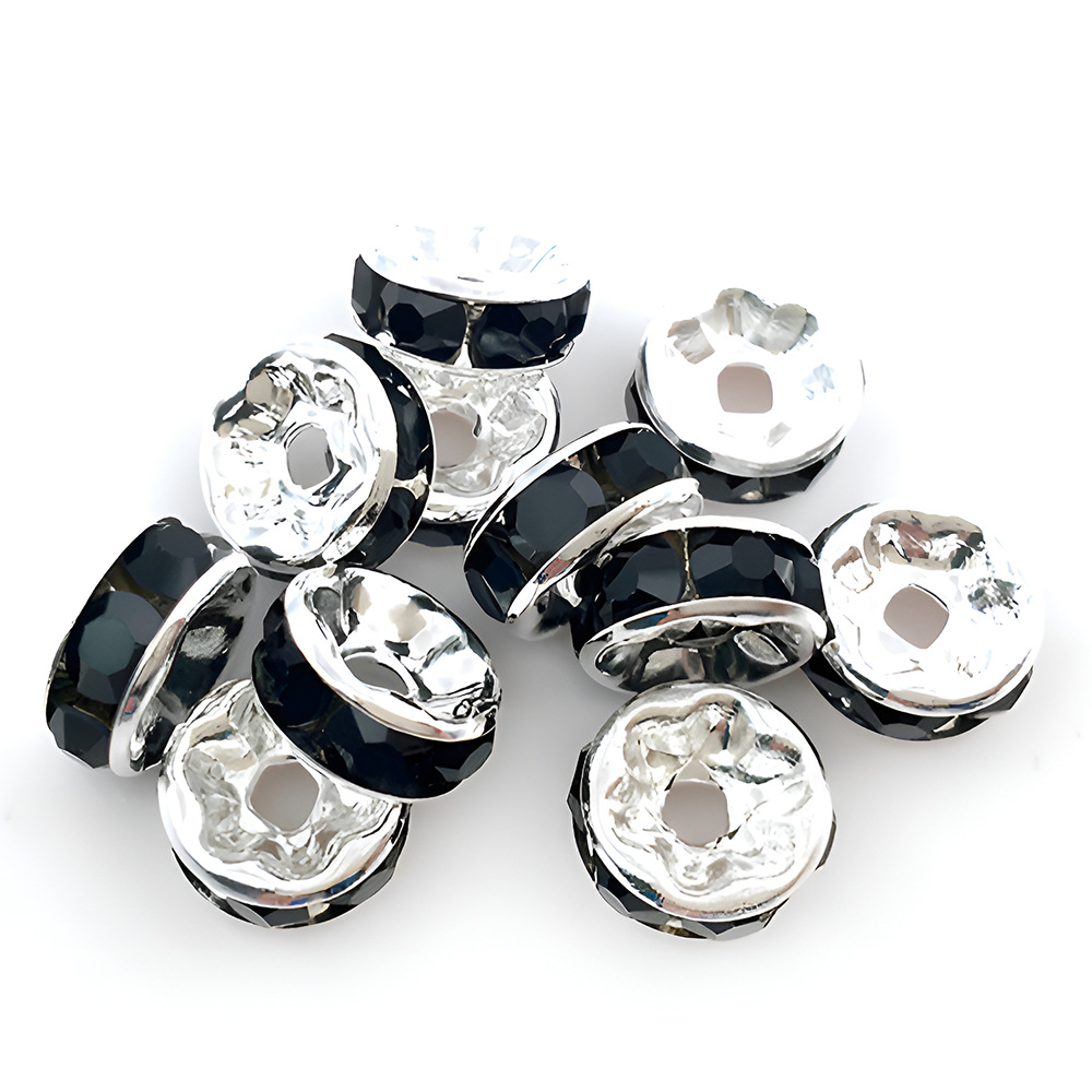 1 black iron round dot drill spacer bead 8mm-14642-0.16g