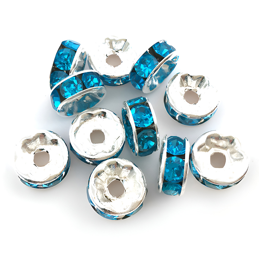 1 lake blue iron round spot drill spacer beads 8mm-14643-0.16g