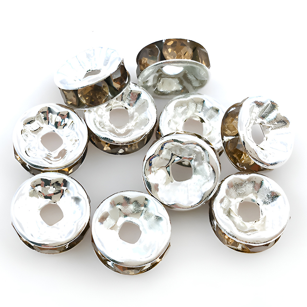 1 champagne iron round spot drill spacer beads 8mm-14644-0.16g