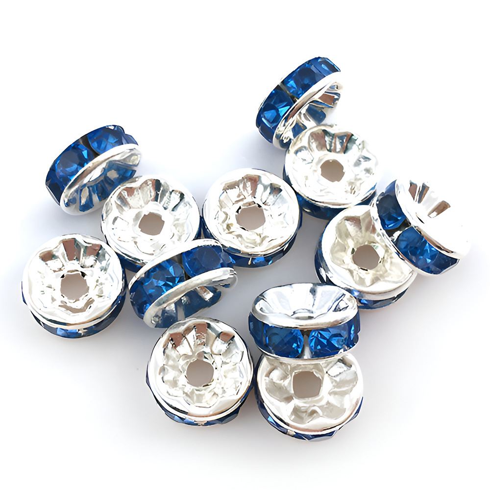 1 dark blue iron round spot drill spacer bead 8mm-14645-0.25g