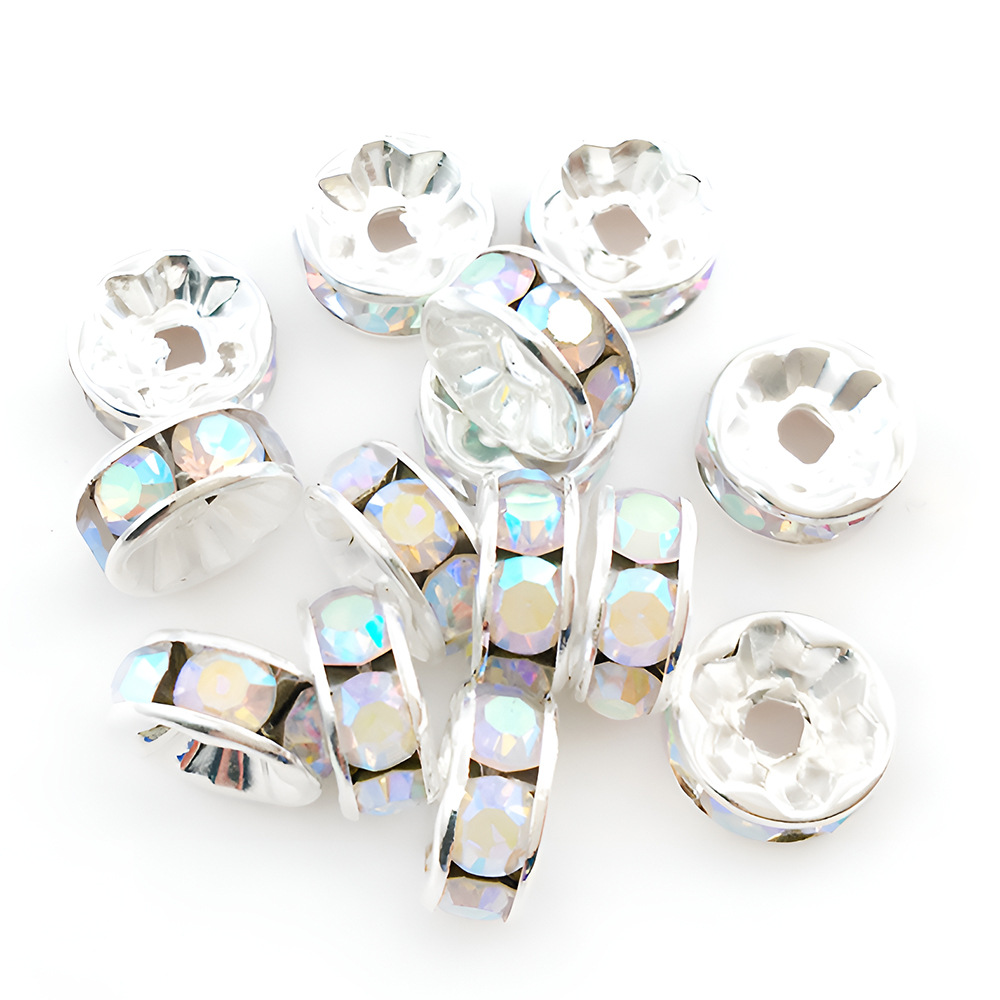 1 colorful iron round dot drill spacer beads 8mm-14648-0.2g