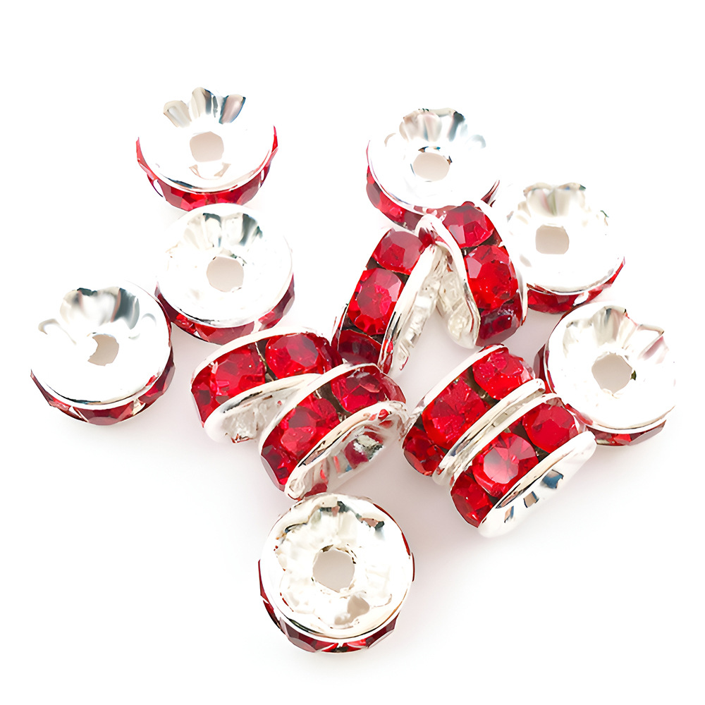 1 red iron round dot drill spacer bead 8mm-14649-0.25g