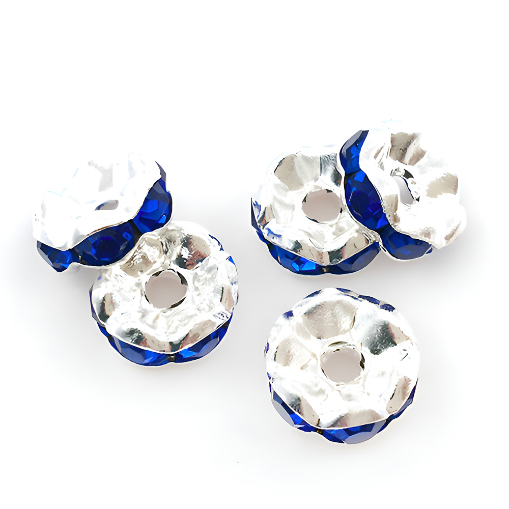 1 royal blue iron round spot drill spacer beads 8mm-14650-0.25g