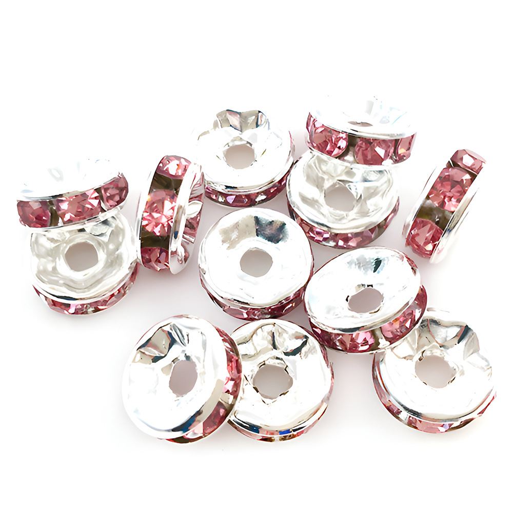 1 pink iron round point drill spacer beads 8mm-14652-0.25g