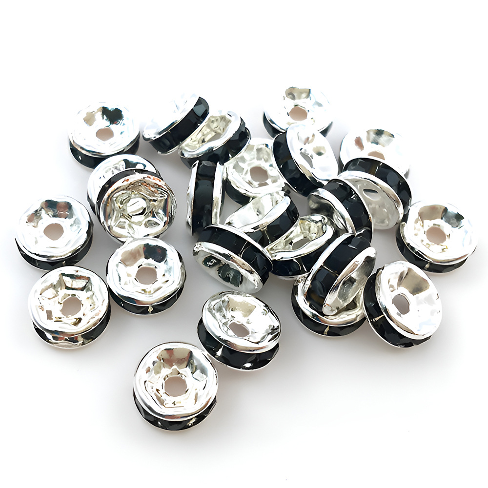 1 black iron round spot drill spacer bead 6mm-14655-0.12g