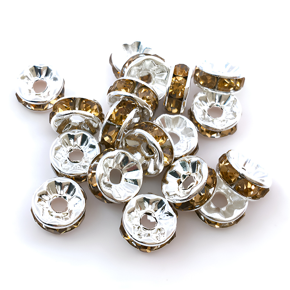 1 champagne iron round spot drill spacer beads 6mm-14660-0.12g