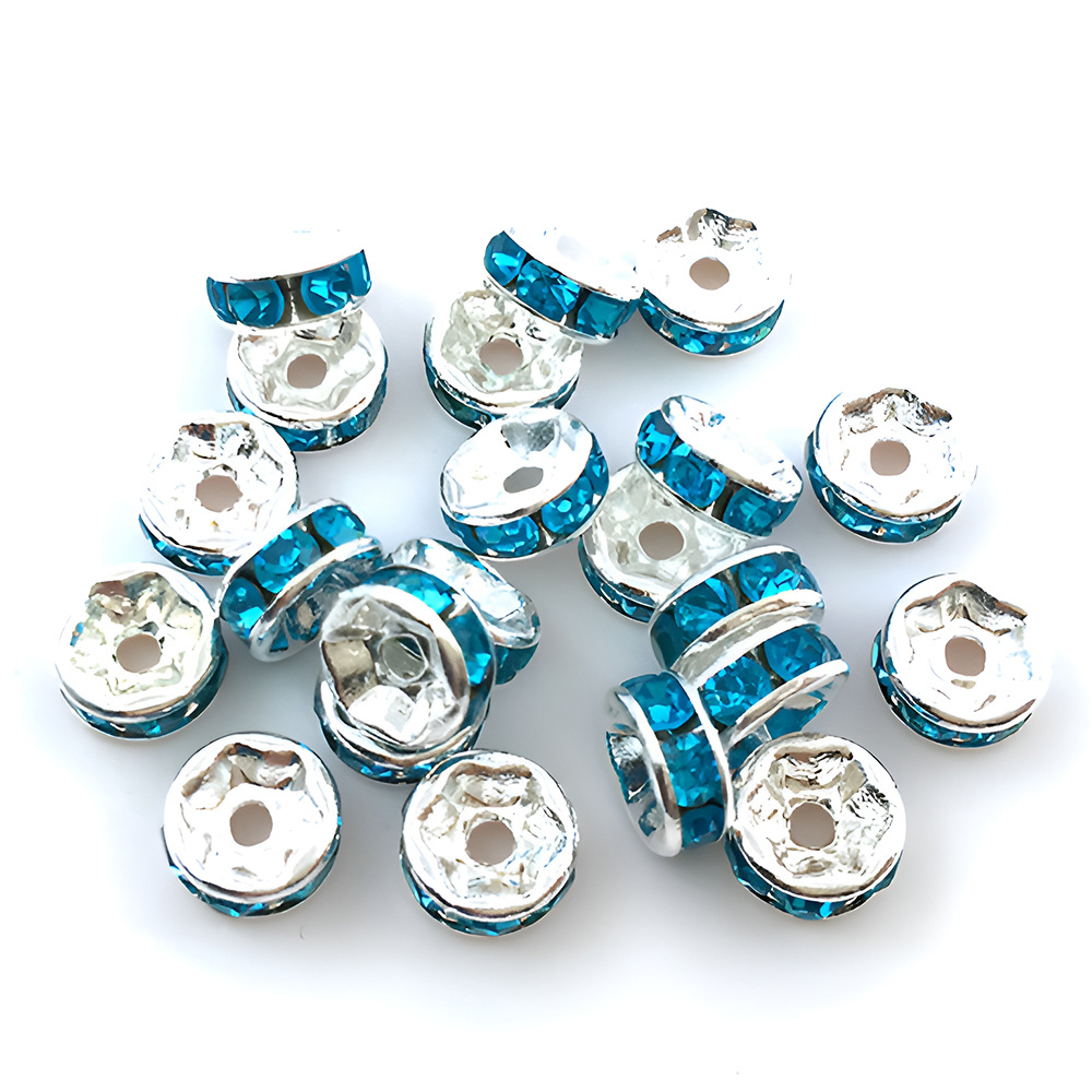 1 lake blue iron round spot drill spacer beads 6mm-14662-0.12g