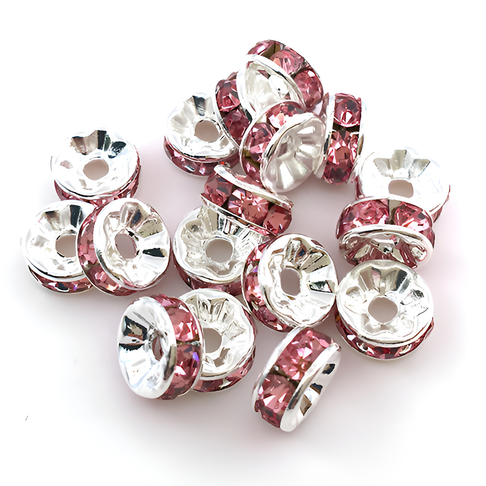 1 pink iron round spot drill spacer bead 6mm-14664-0.12g