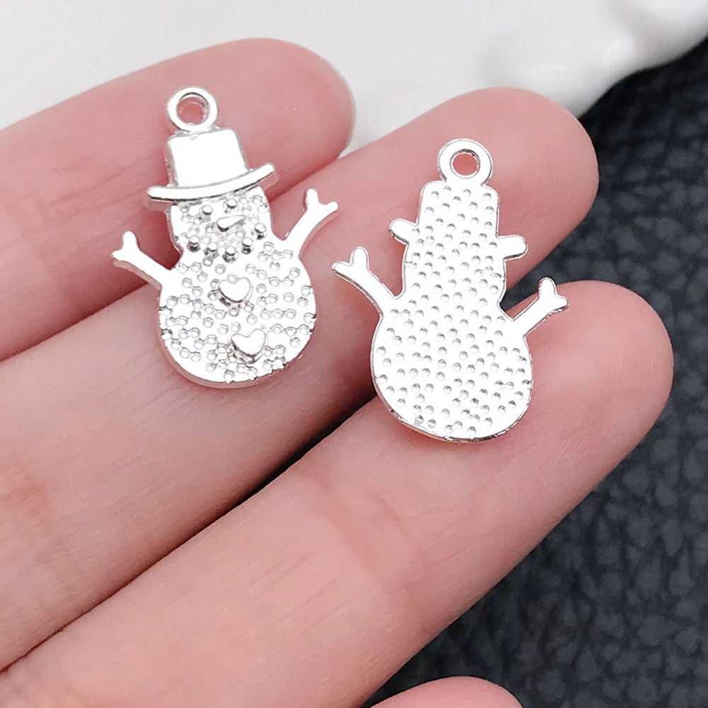 1 Bright Silver Christmas Snowman 15x20mm-20022-0.9g