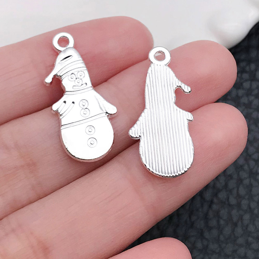 1 Bright Silver Christmas Snowman 11x25mm-20026-1.1g