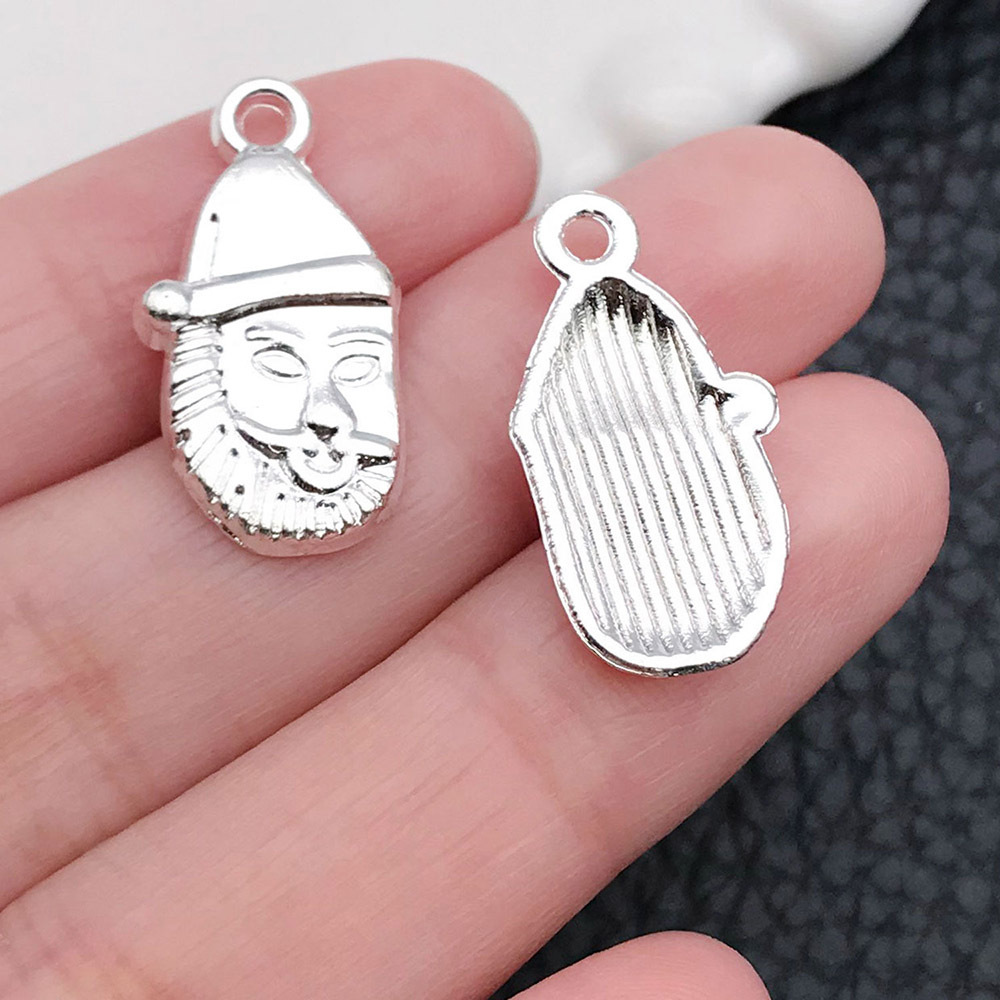 1 Bright Silver Santa Claus Head 12x23mm-20027-1.3g