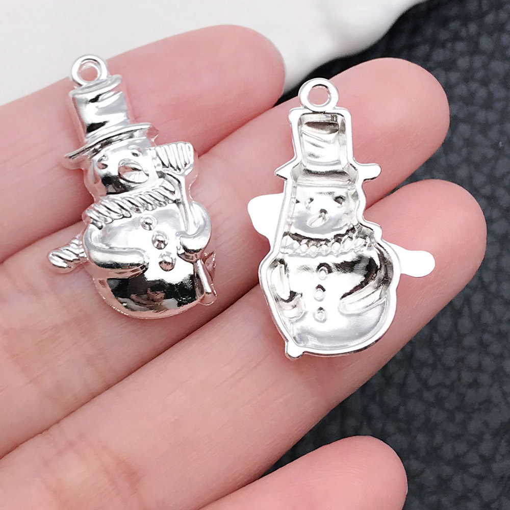 1 Bright Silver Christmas Snowman 17x27mm-20034-1.5g