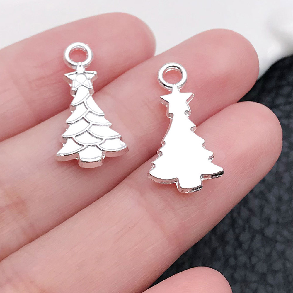 1 bright silver Christmas tree 10x20mm-20038-1g