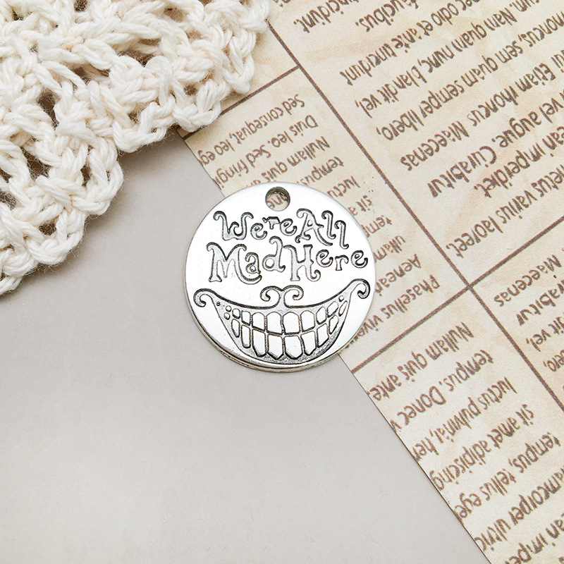 1 ancient silver alice letters we are all mad here20x20mm-10913/2.3g