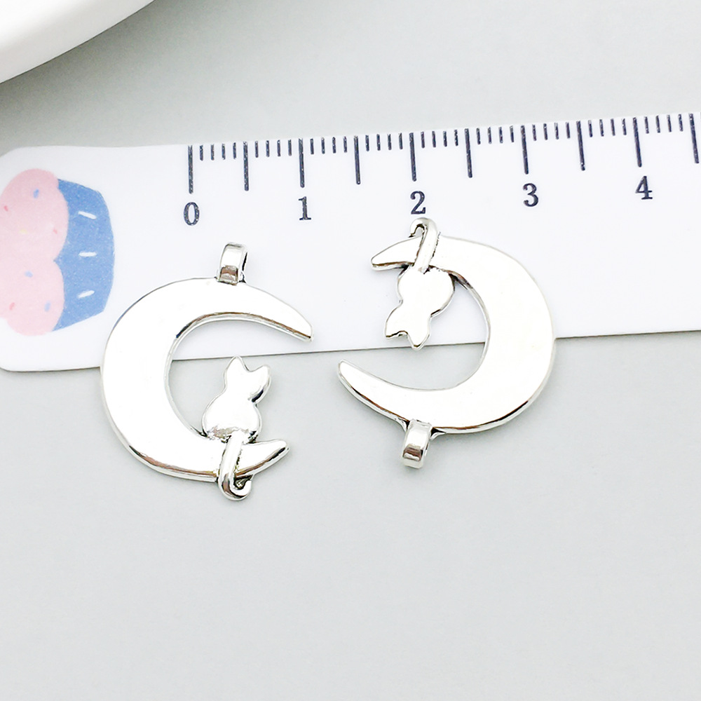 1 ancient silver moon cat 18*21mm-1.7g-5339