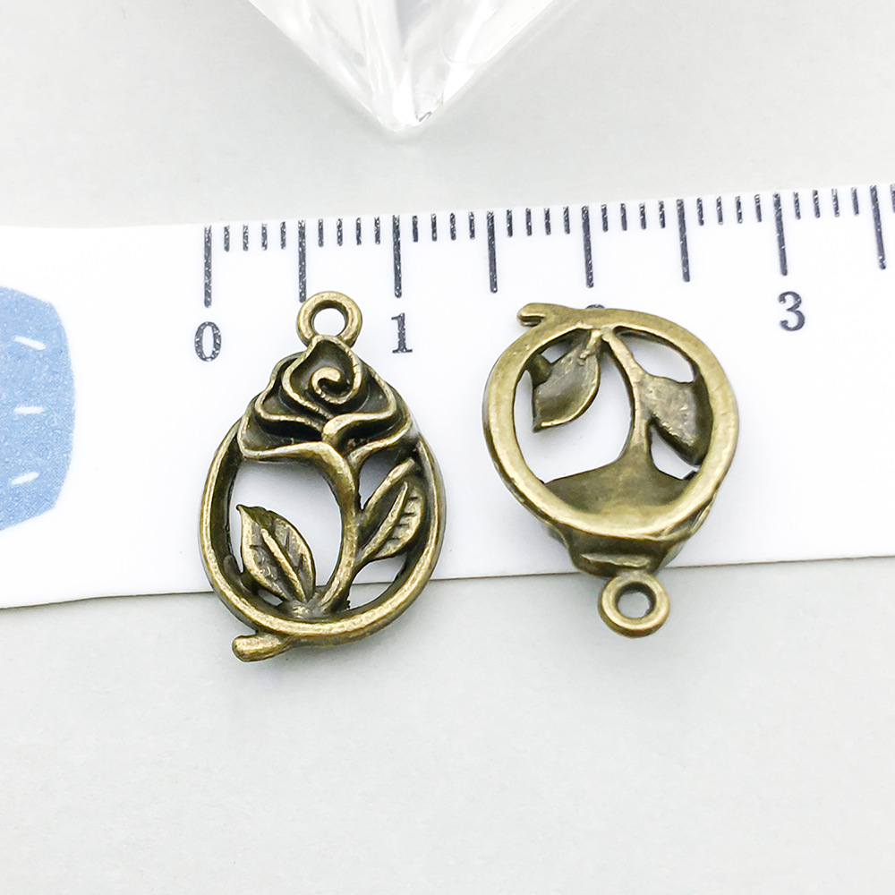 1 ancient green hollow rose 18*12mm-1.2g-20492