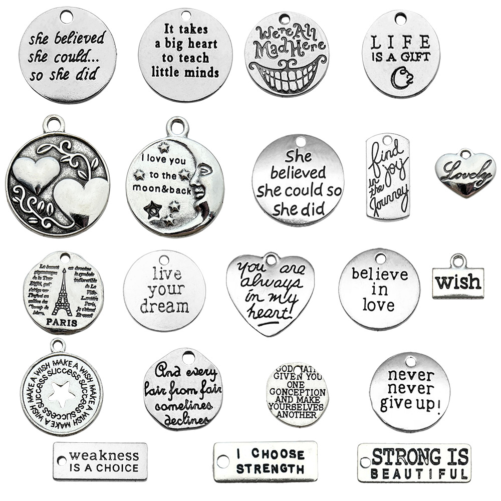 Mix 21pcs Ancient Silver Alphabet Cards -49.5 g-SN45