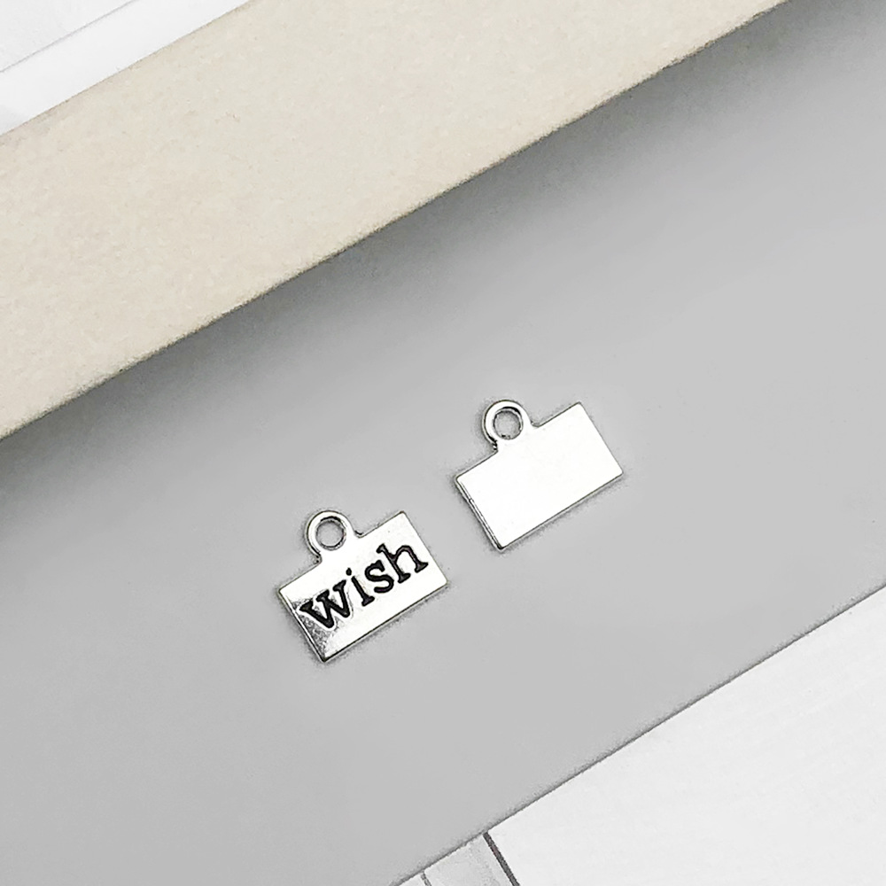 1 ancient silver rectangular wish letter card 13*10mm-0.8g-6990