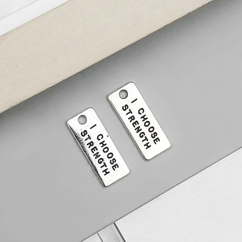 1 ancient silver ICHOOSESTRENGTH letter card 10*24mm-2.1g-8997