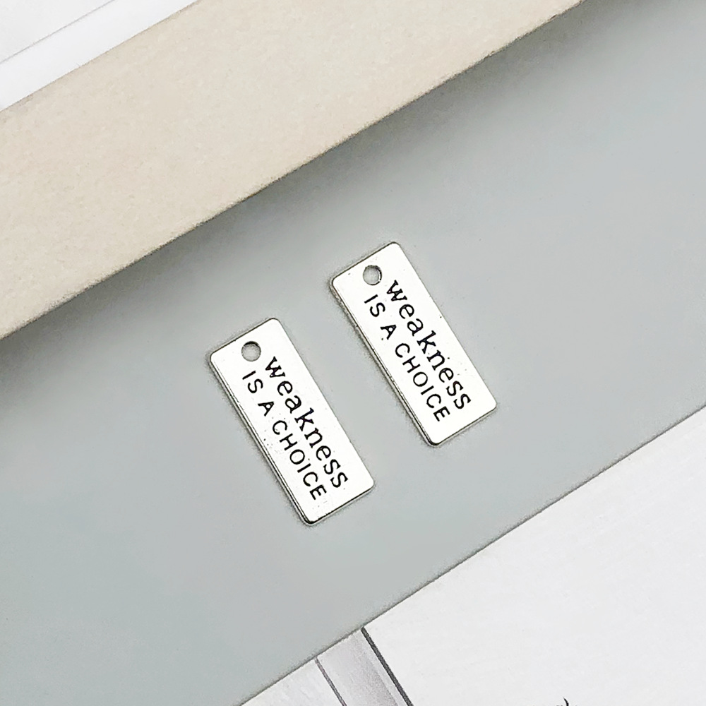 1 ancient silver weaknessisachoice letter card 10*27mm-1.5g-9834