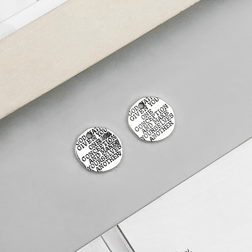 1 ancient silver round givenyouonce letter card 14*15mm-1.5g-10910