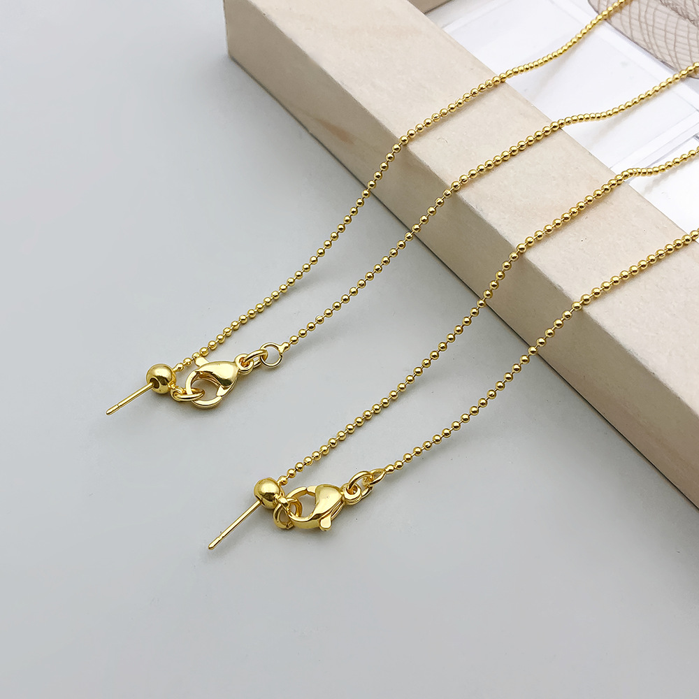 1 KC gold copper plated glass bead round bead universal chain 46cm-2g-18810