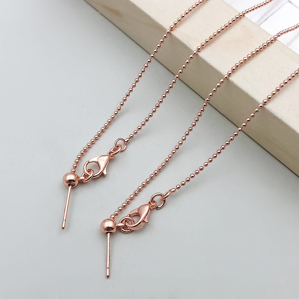1 rose gold copper plated glass bead round bead universal chain 46cm-2g-18811