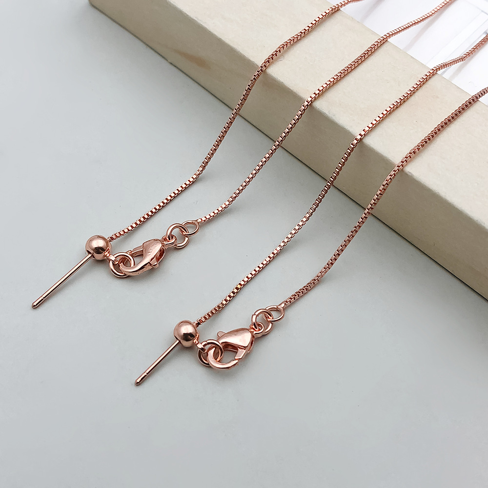 1 rose gold copper plated box universal chain 46cm-2g-18813