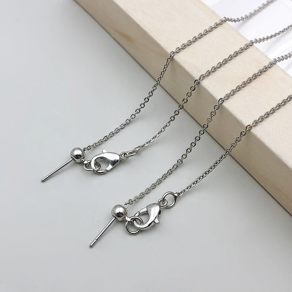 1 white K copper plated O-shaped universal chain 46cm-2g-18816