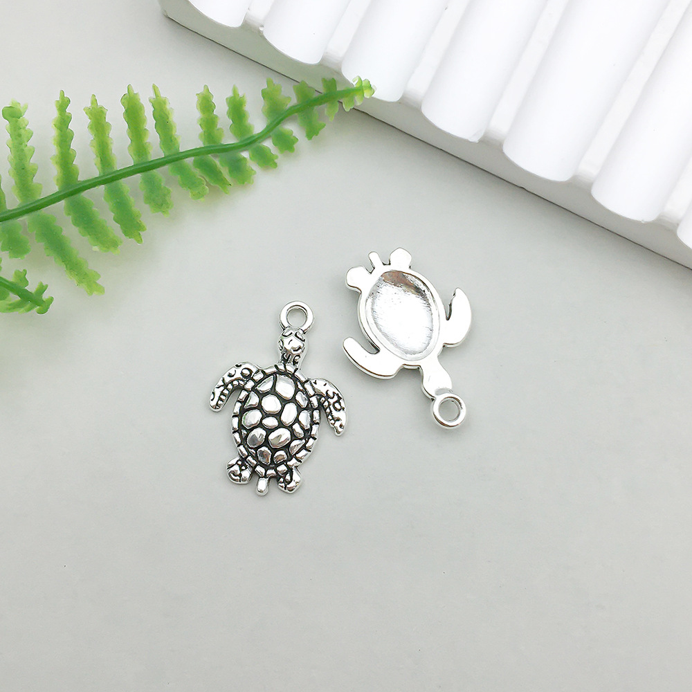 1 ancient silver ocean turtle 15*23mm-1.5g-11264