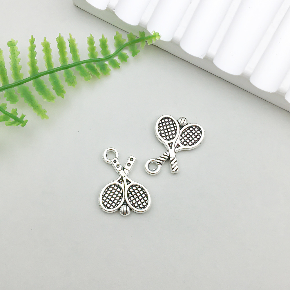 1 ancient silver tennis racket 14*19mm-1.4g-11287