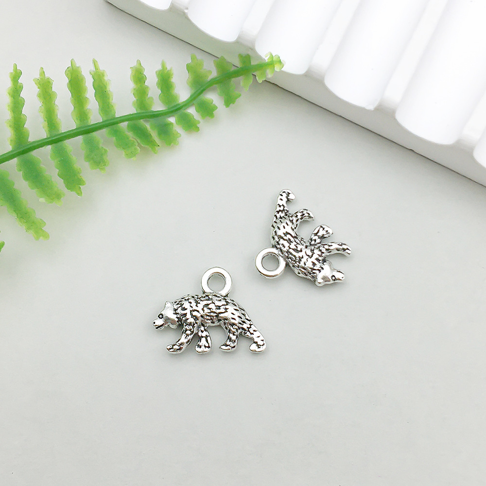 1 ancient silver animal bear 15*12mm-0.8g-11298