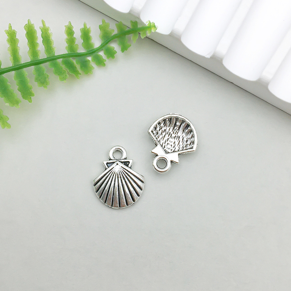 1 ancient silver ocean shell 11*14mm-0.8g-11303