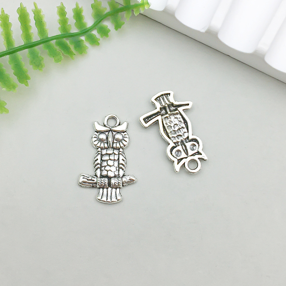 1 ancient silver single-sided owl 13*20mm-1.3g-11322