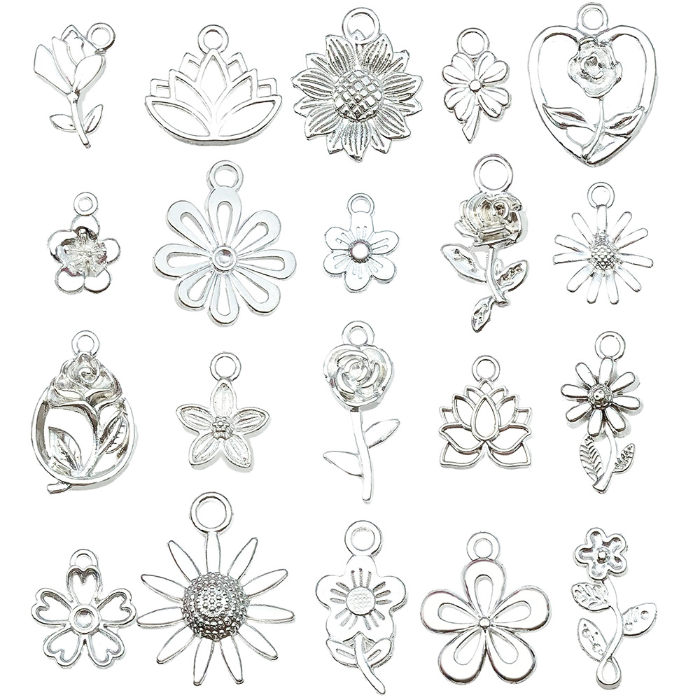 Mix 20pcs bright silver flower series-18g-sn879