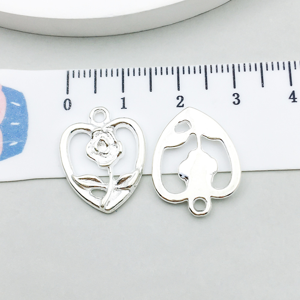 1 bright silver hollow rose 19*15mm-1.3g-20445