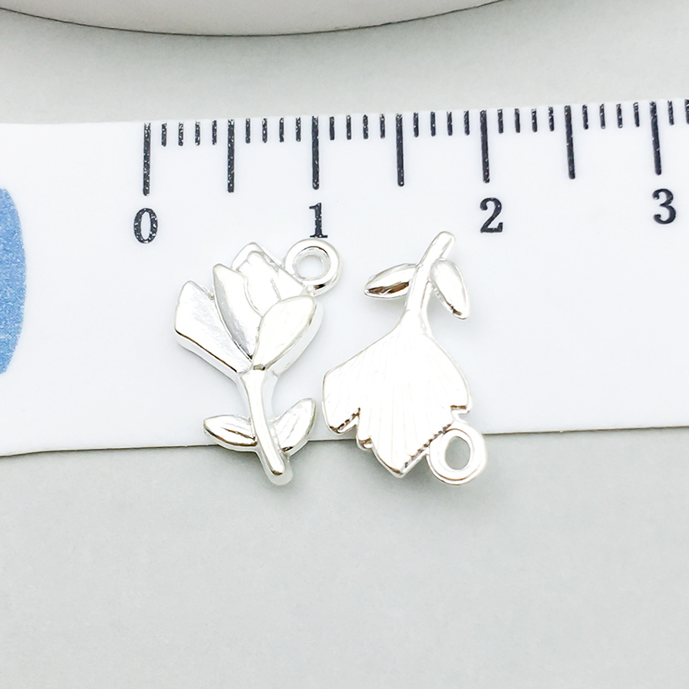 1 bright silver rose 15*10mm-0.7g-20450