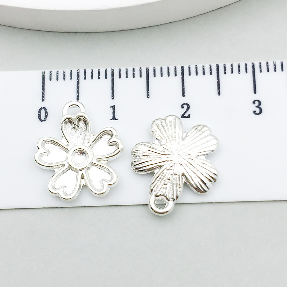 1 bright silver cherry blossom 14*12mm-0.7g-20453