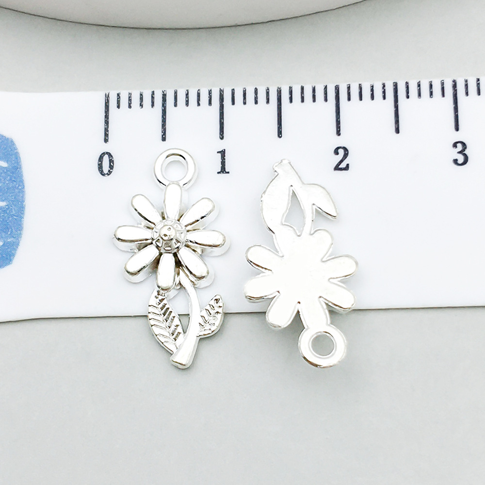 1 bright silver flower 17*10mm-0.7g-20457