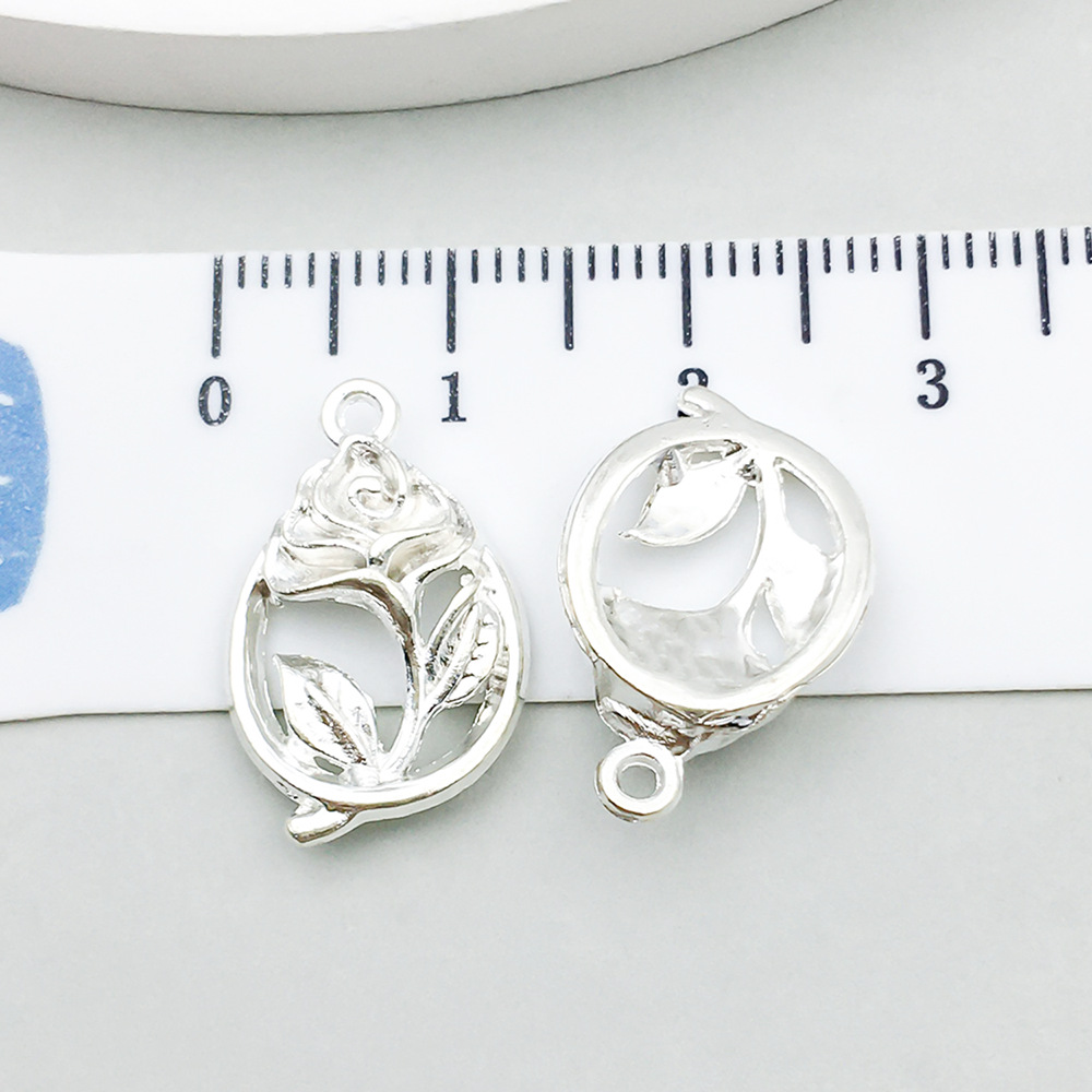 1 bright silver hollow rose 18*12mm-1.2g-20458