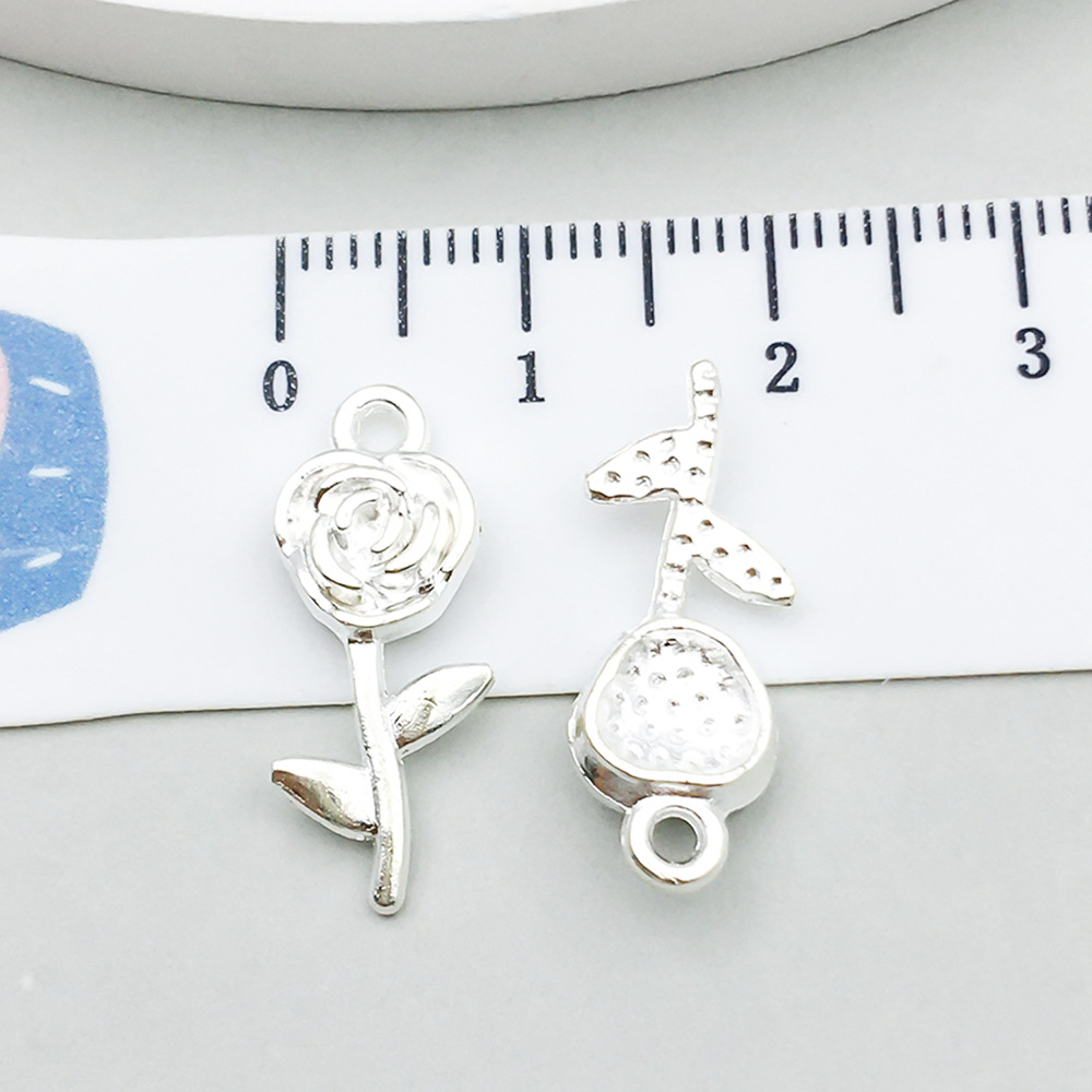 1 bright silver rose 21*9mm-0.9g-20460