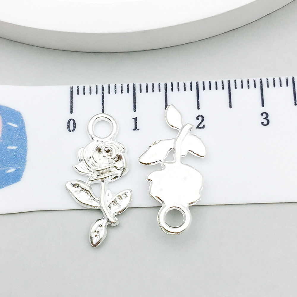 1 bright silver rose 21*10mm-0.7g-20462