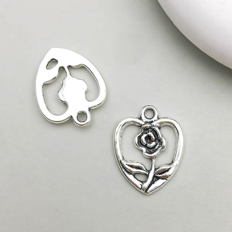 1 ancient silver flower 13*16mm-2.1g-10412