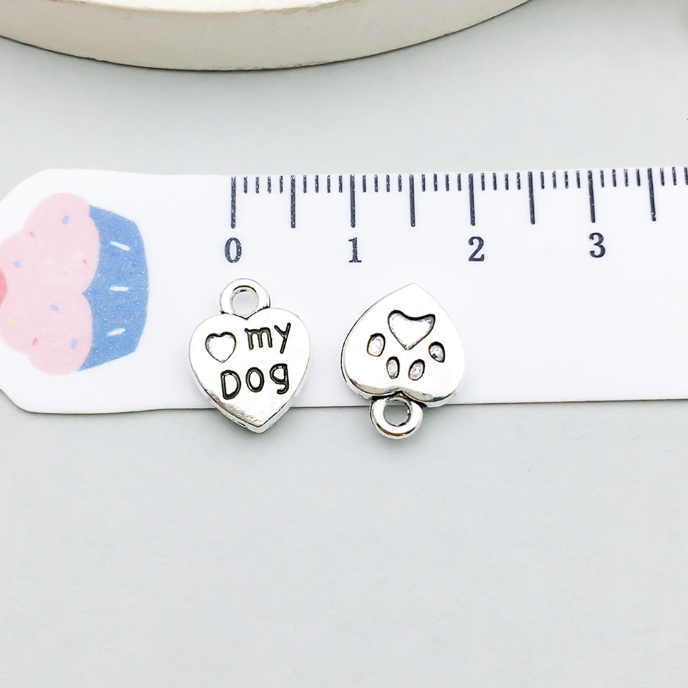 1 ancient silver love dog paw 10*12mm-1.1g-7277