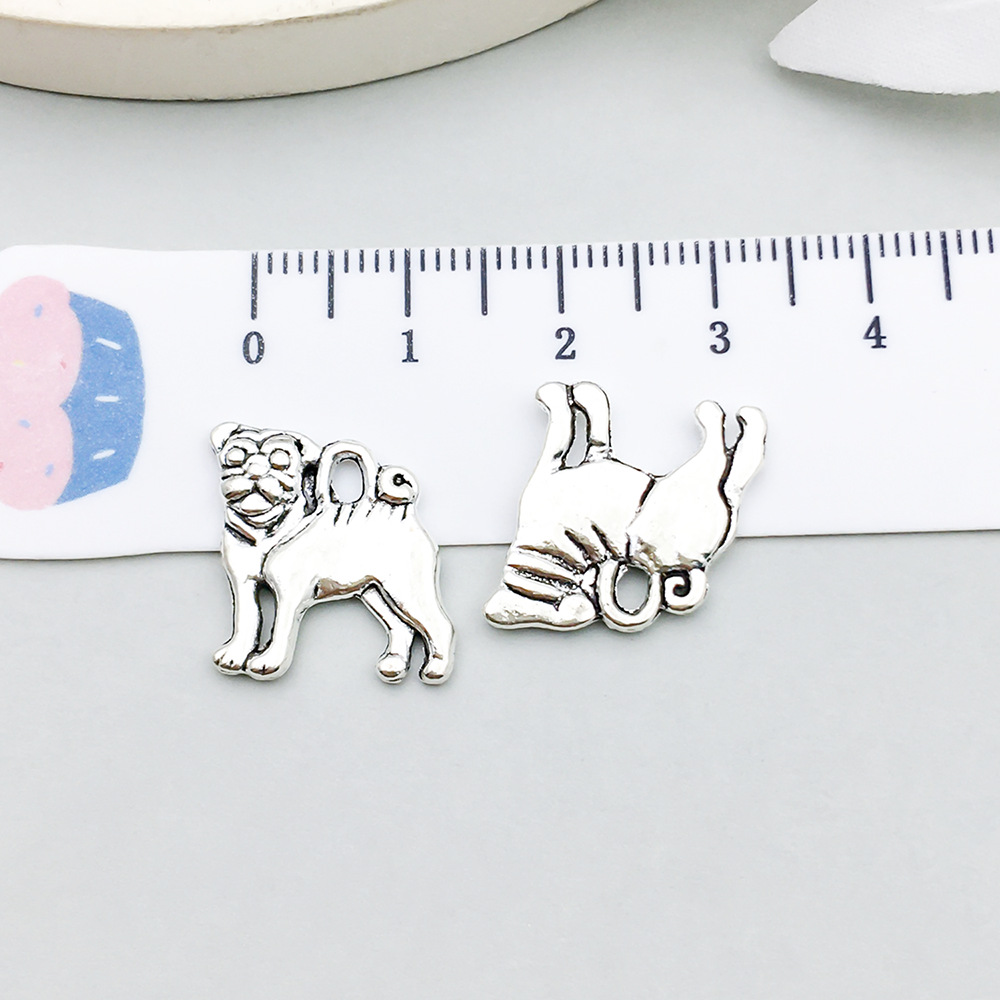 1 ancient silver dog 15*16mm-1.6g-9813