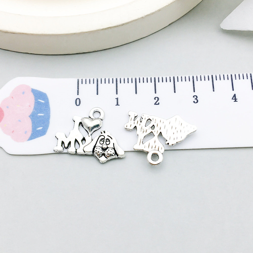 1 ancient silver dog 17*14mm-0.9g-15564