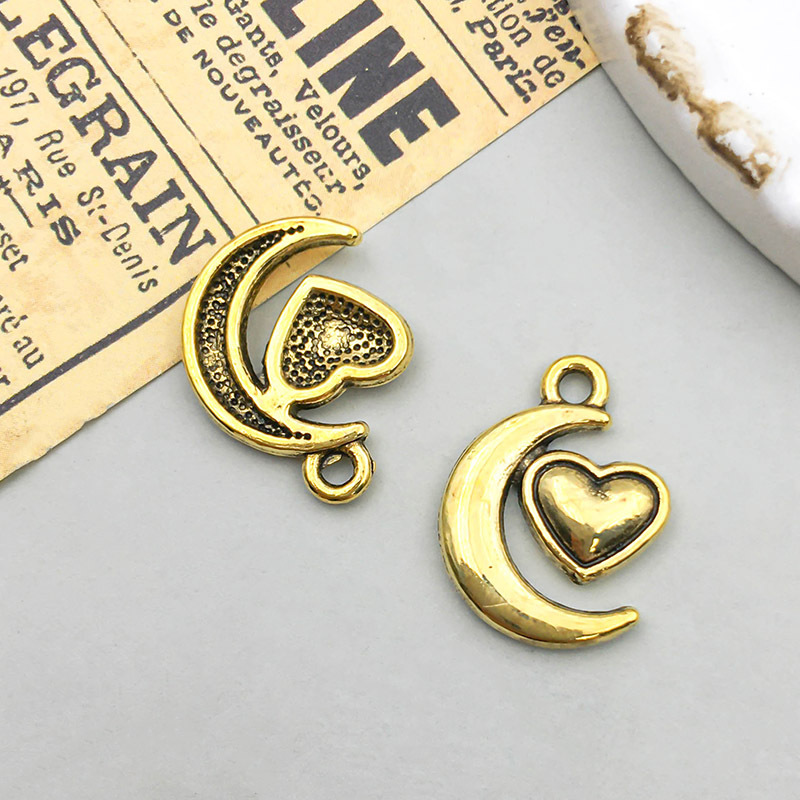 1 ancient gold moon love 13*17mm-1.6g-10216
