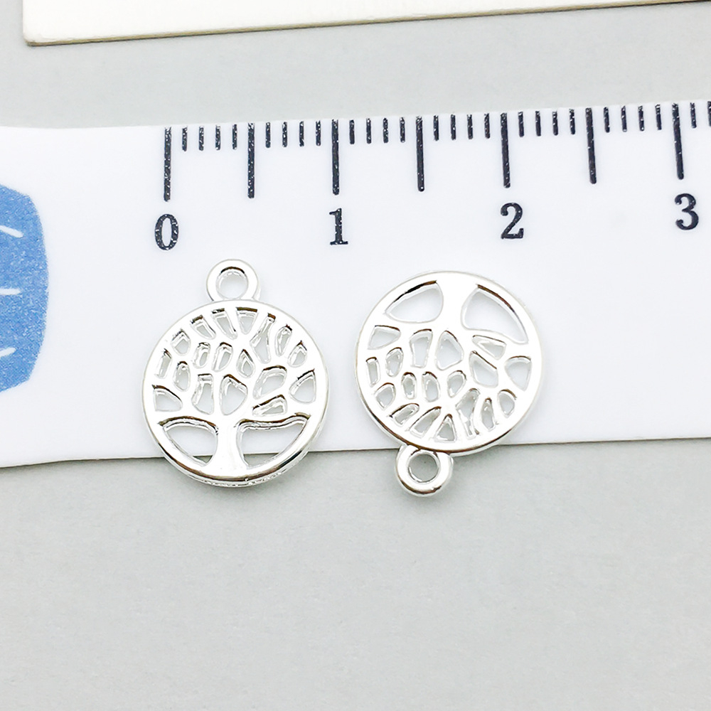 1 bright silver round tree of life 13*11mm-